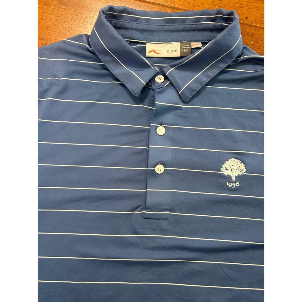 KJUS Golf Polo Mens 48 S Blue Striped UPF 50 Short Sleeve Performance Shirt